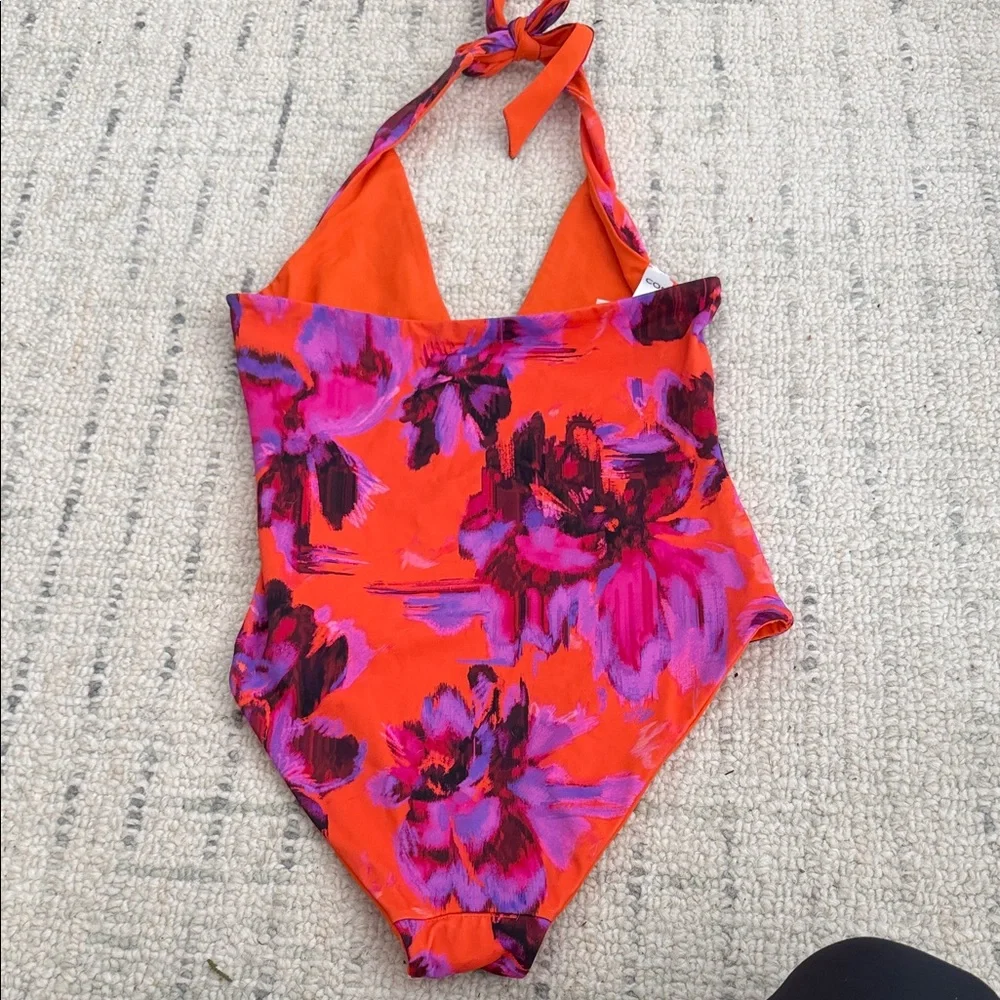 COS Women’s REVERSIBLE Floral One Piece in Orange and Purple- NEVER WORN! - Picture 4 of 7
